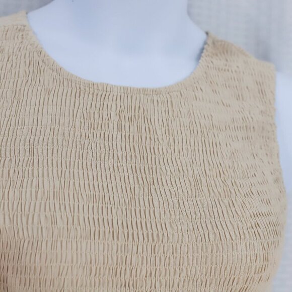 NWT Zesica Size L Tan/cream elastic bodice tiered maxi sundress - Picture 7 of 14